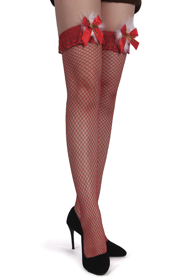 Bas résilles à clochettes de noël rouge de Paris Hollywood