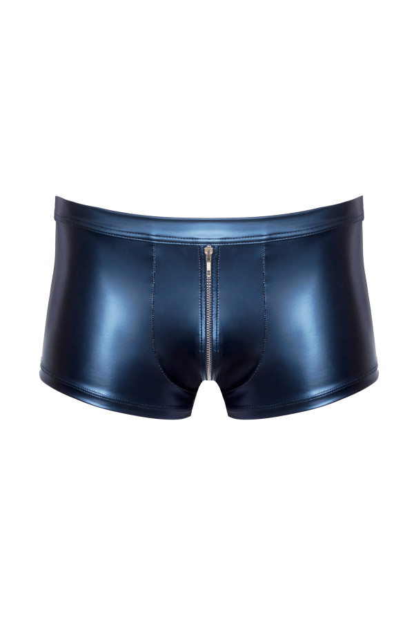 Boxer à zip effet wetlook bleu nuit pour hommes