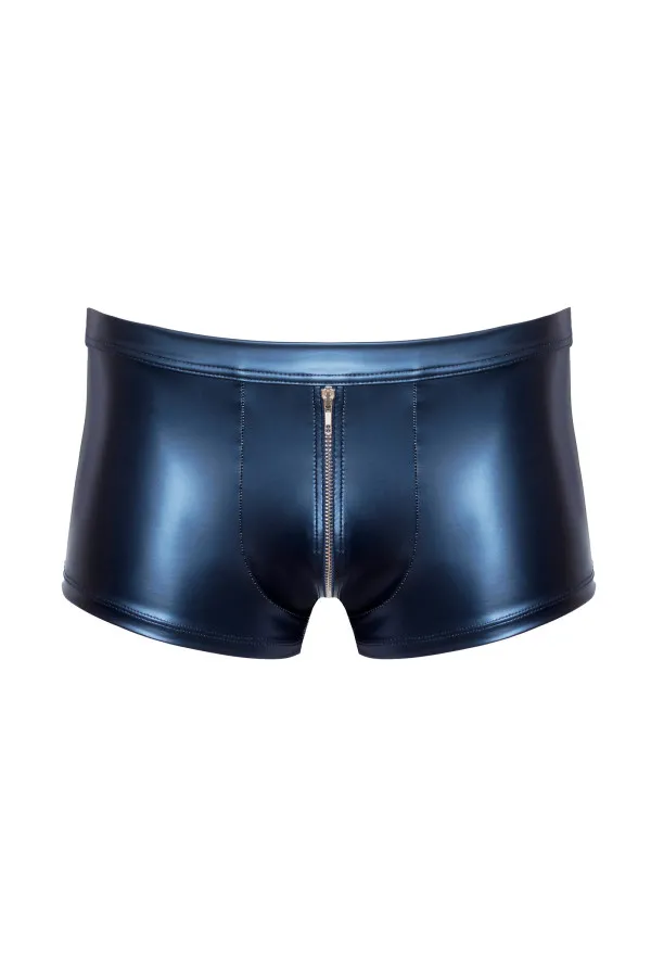 Boxer à zip effet wetlook bleu nuit pour hommes