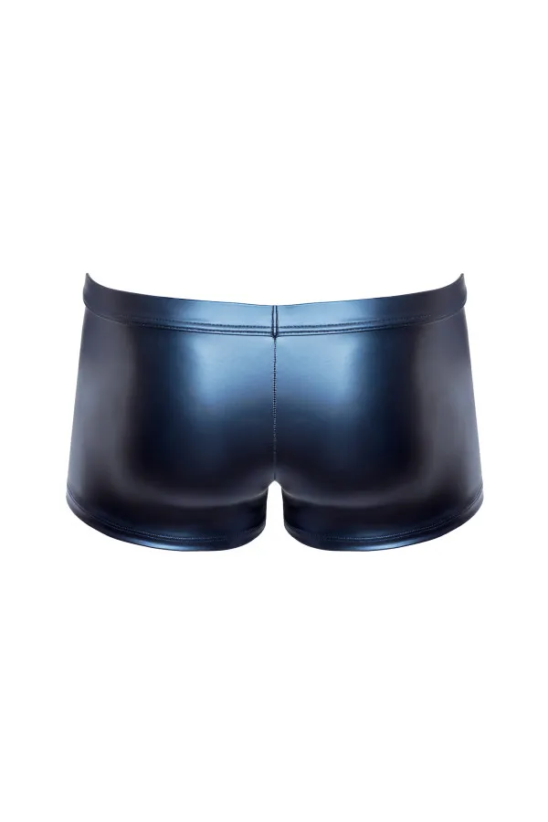 Boxer à zip effet wetlook bleu nuit pour hommes