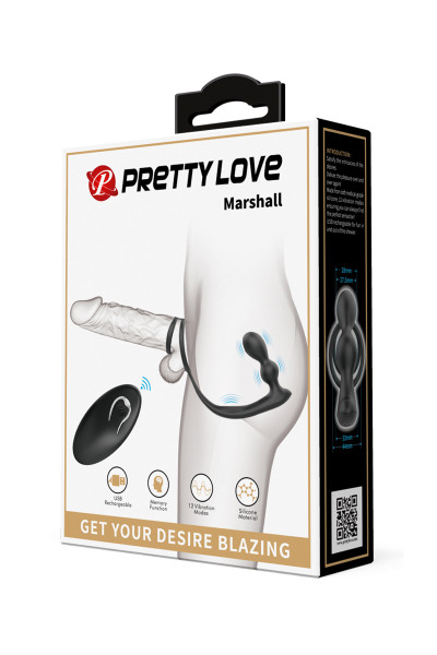 Stimulateur de prostate vibrant télécommandé avec cockring Marshall