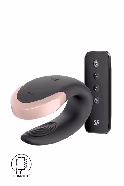 Stimulateur de couple noir connecté Satisfyer Double Love pas cher
