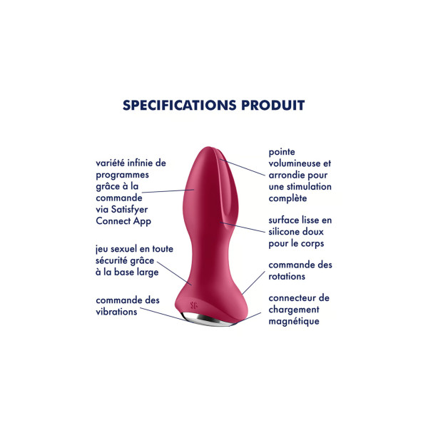 Plug vibrant et rotatif Rotator plug 2+ noir de Satisfyer