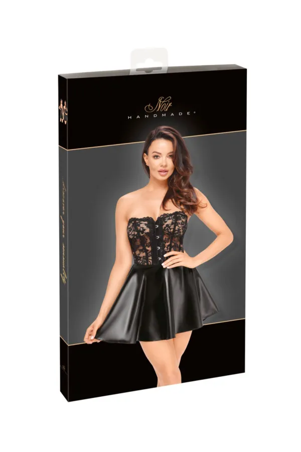 Robe bi-matière avec corset de Noir Handmade