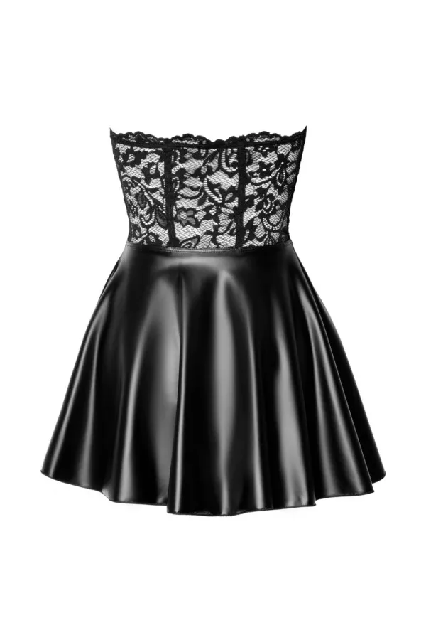 Robe bi-matière avec corset de Noir Handmade