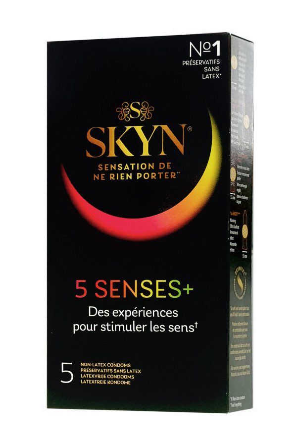 5 préservatifs sans latex  Skyn 5 Senses+
