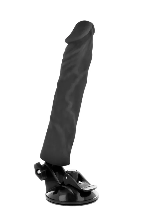 Gode réaliste vibrant avec base ventouse de couleur noir - Basecock