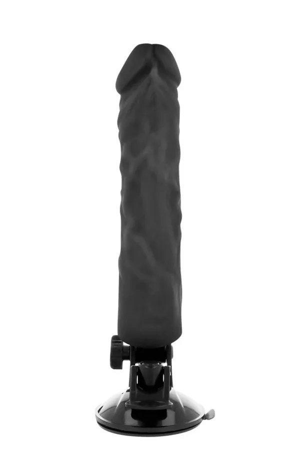 Gode réaliste vibrant avec base ventouse de couleur noir - Basecock
