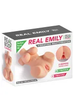 Buste masturbateur réaliste vibrant à 2 orifices Real Emily
