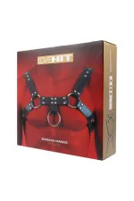 Harnais de poitrine pour homme en cuir vegan avec anneau pour laisse