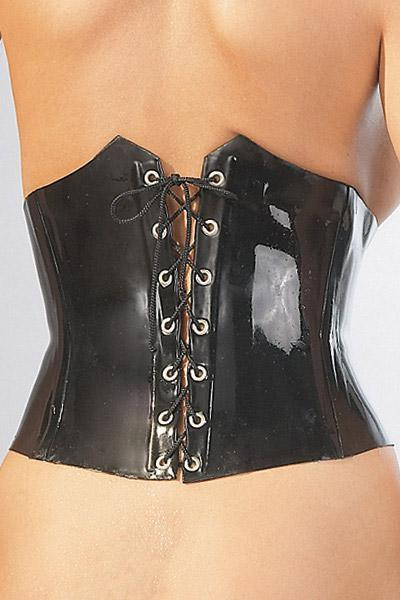 Serre taille en latex avec agraphes et laçets au dos