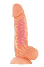 Gode ventouse ultra réaliste avec prépuce et testicules