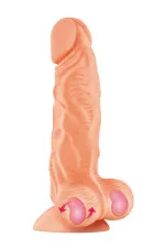 Gode ventouse ultra réaliste avec prépuce et testicules