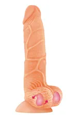 Gode ventouse ultra réaliste avec prépuce et testicules