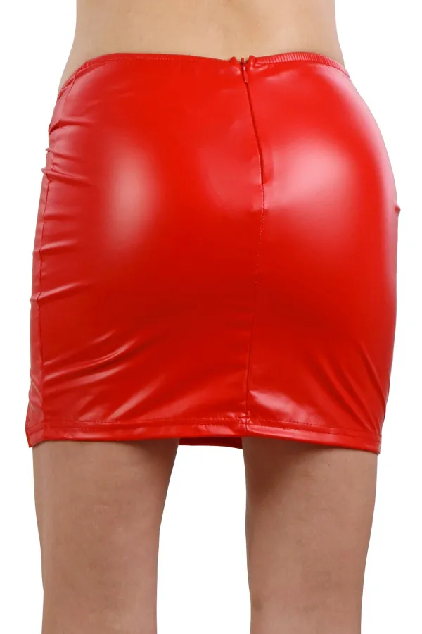 Jupe courte en wetlook avec anneau de Soisbelle