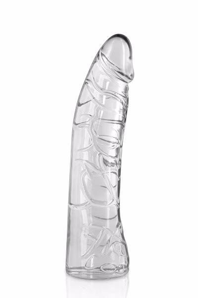 Godemichet translucide rose courbé et réaliste 18.5cm