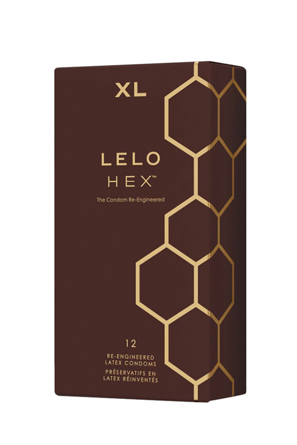 12 préservatifs XL en latex lubrifiés HEX de Lelo