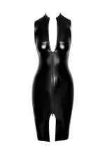 Robe moulante à double zip en wetlook