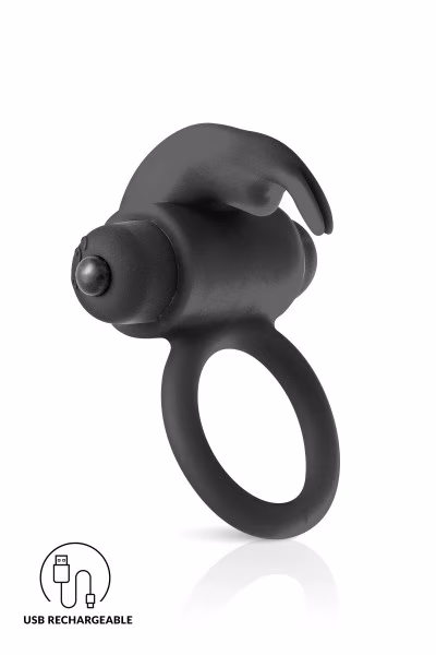 Cockring vibrant rabbit noir extensible