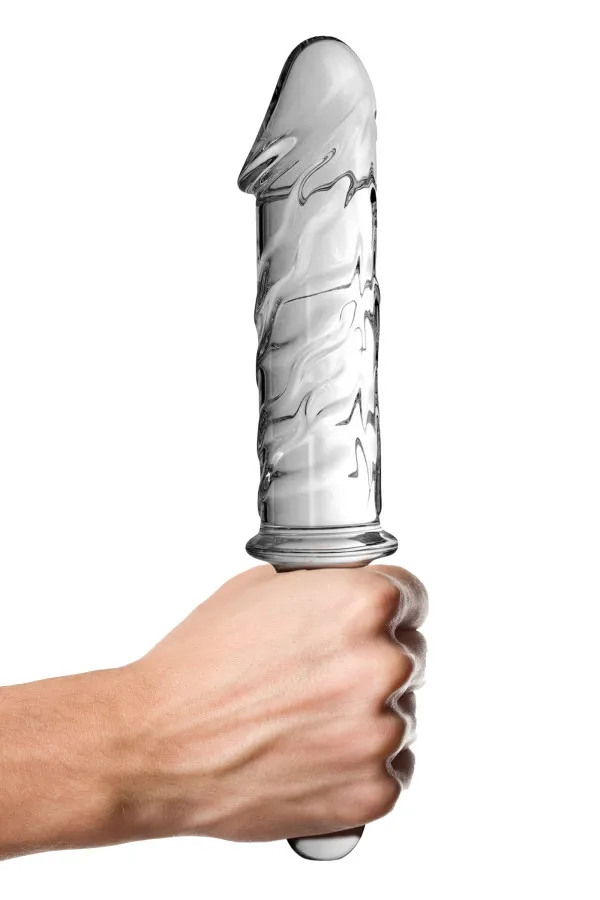 Sextoys : Dildo puissant en verre avec poignée 28.5cm pas cher