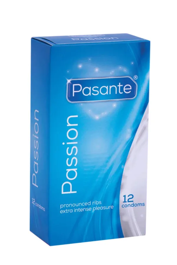 Boîte de 12 préservatifs en latex Passion avec texture de Pasante