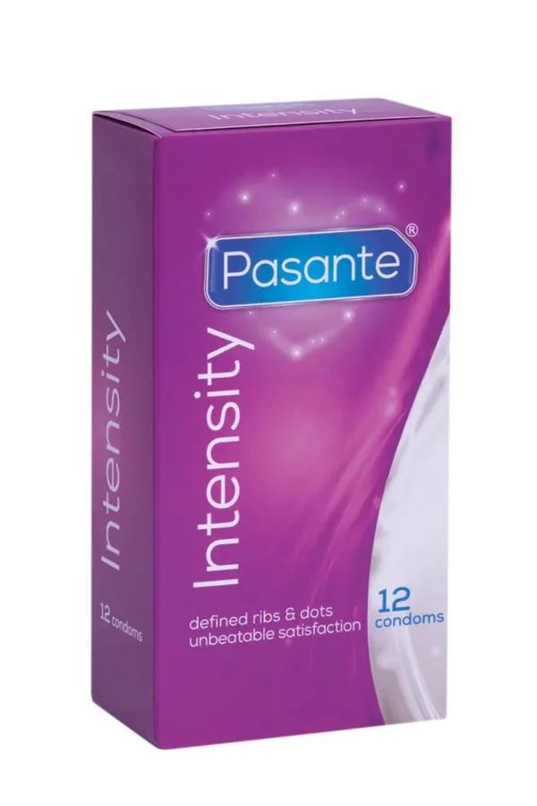 Boîte de 12 préservatifs en latex à texture Intensity de Pasante