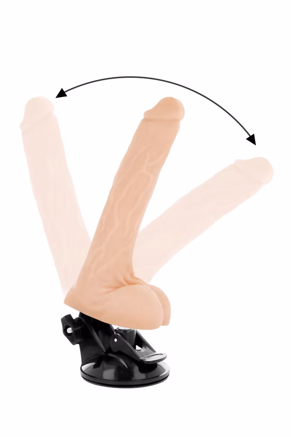 Gode réaliste à testicules avec base ventouse et télécommande couleur noir - Basecock