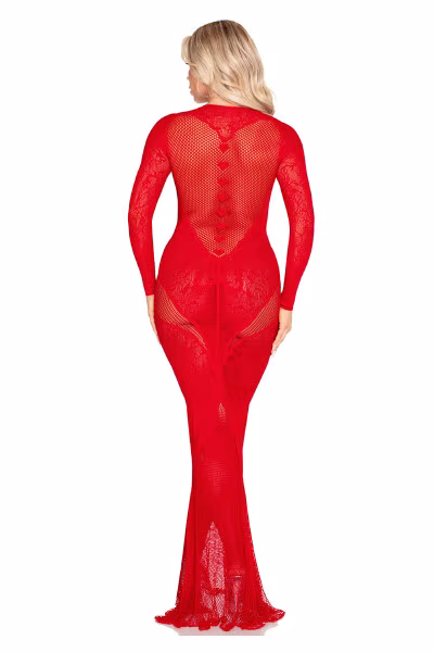 Robe longue rouge en résille de Leg Avenue