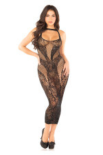 Robe longue en résille et strass