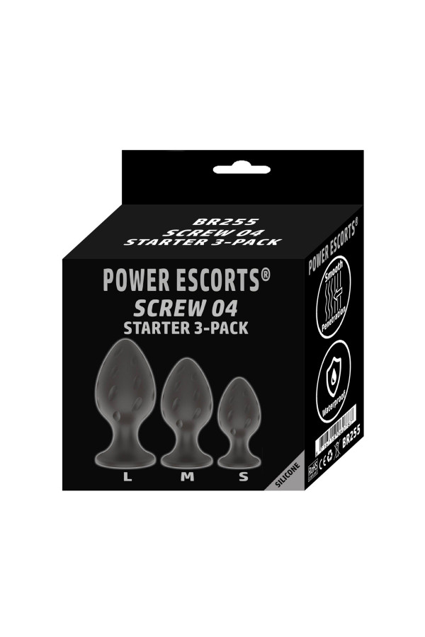 Coffret de 3 plugs en silicone, Power Escorts Screw 04