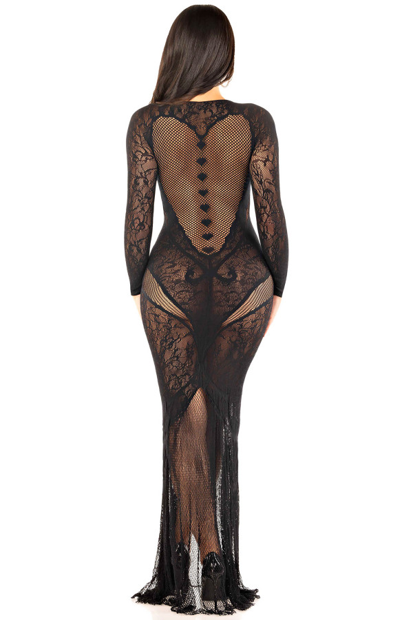 Robe longue rouge en résille de Leg Avenue