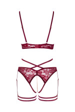 Ensemble 2 pièces ouverts en dentelle rouge