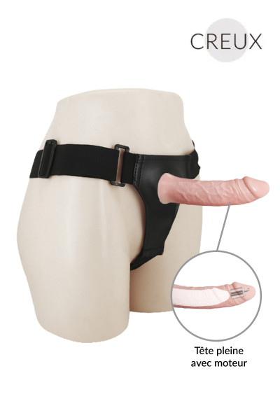 Gode ceinture avec gode réaliste creux et vibrant