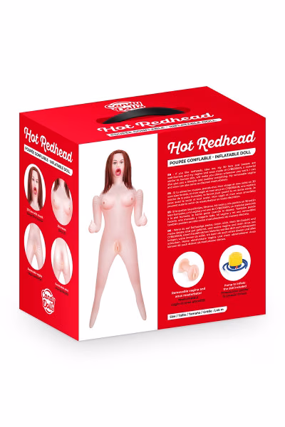 Poupée gonflable rousse 3 orifices en cyberskin