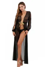 Déshabillé long en fine résille