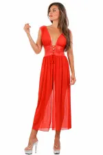 Robe longue transparente en fine résille