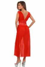 Robe longue transparente en fine résille