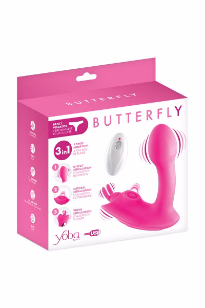 Vibromasseur 3-en-1 Butterfly pour culotte de Yoba