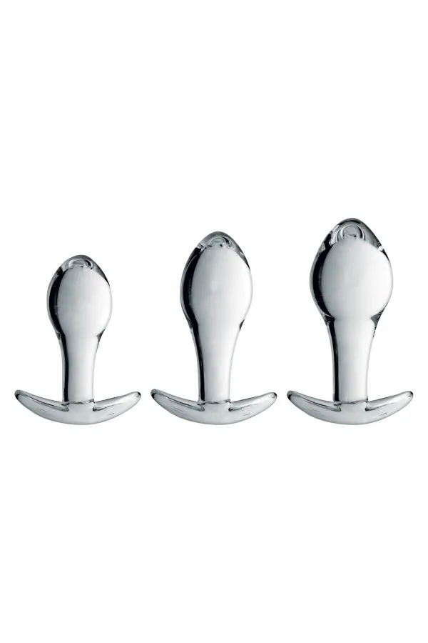 Coffret de 3 plugs anal en verre translucide incassable pas cher