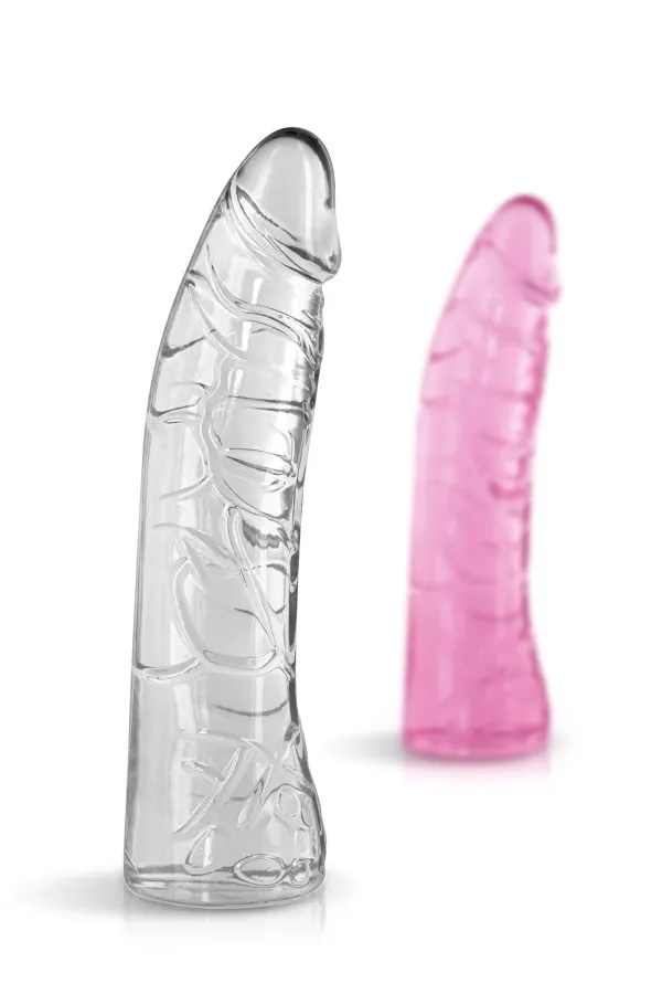 Godemichet translucide rose courbé et réaliste 18.5cm