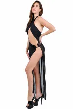 Robe transparente longue croisée