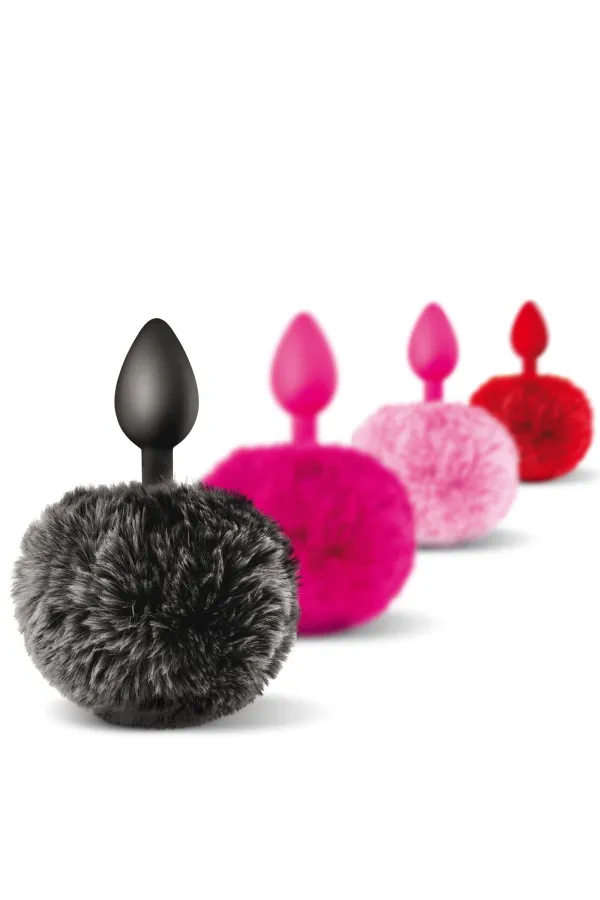 Plug anal pompon noir à queue de lapin