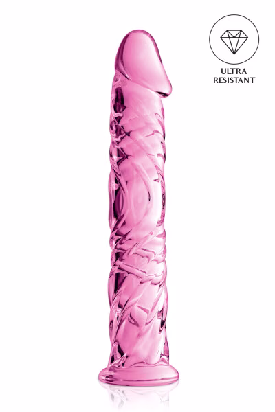 Dildo en verre translucide gland et veines 16.5cm pas cher