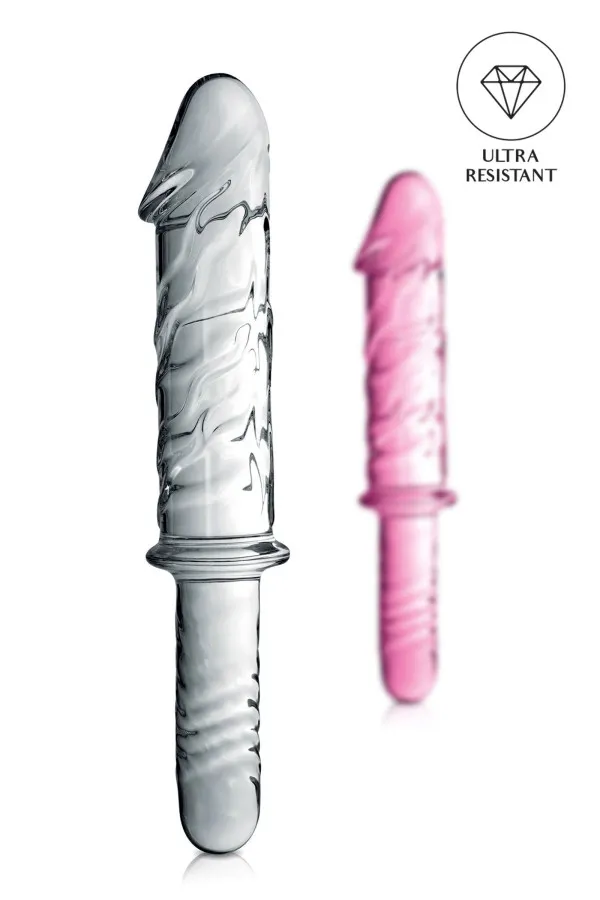 Sextoys : Dildo puissant en verre avec poignée 28.5cm pas cher