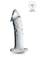Glossy n°3, dildo en verre réaliste avec poignée 18cm