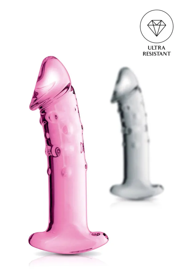 Dildo en verre translucide double stimulation 18cm pas cher