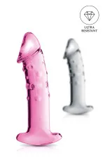 Glossy n°3, dildo en verre réaliste avec poignée 18cm