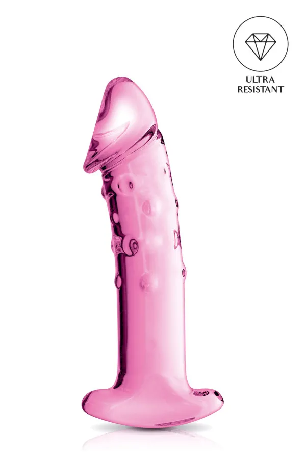 Dildo en verre translucide double stimulation 18cm pas cher