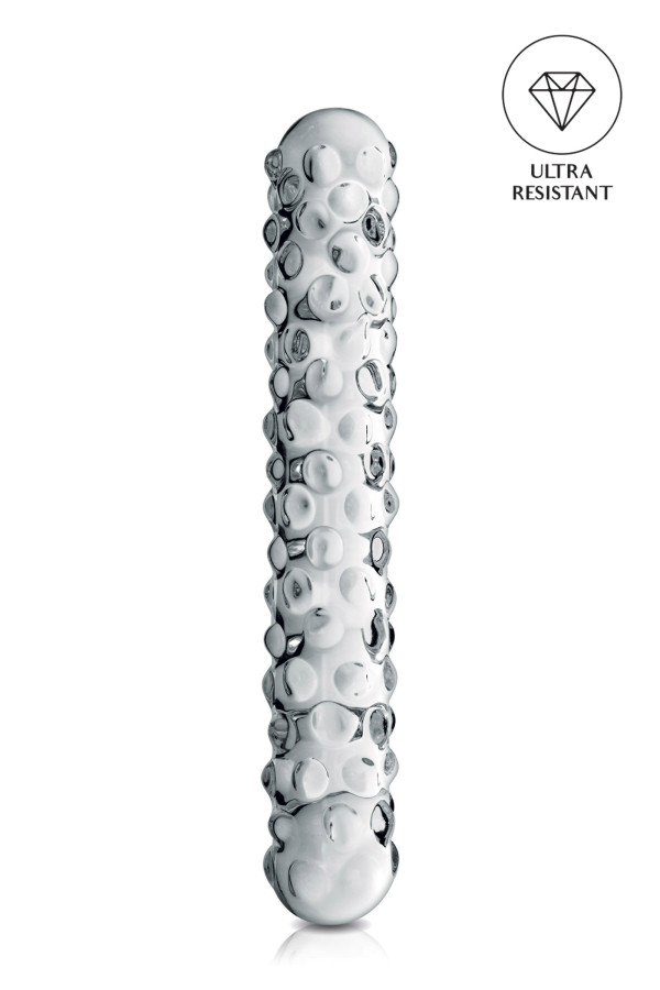 Glossy n°6, dildo perlé en verre 17cm