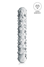 Glossy n°6, dildo perlé en verre 17cm